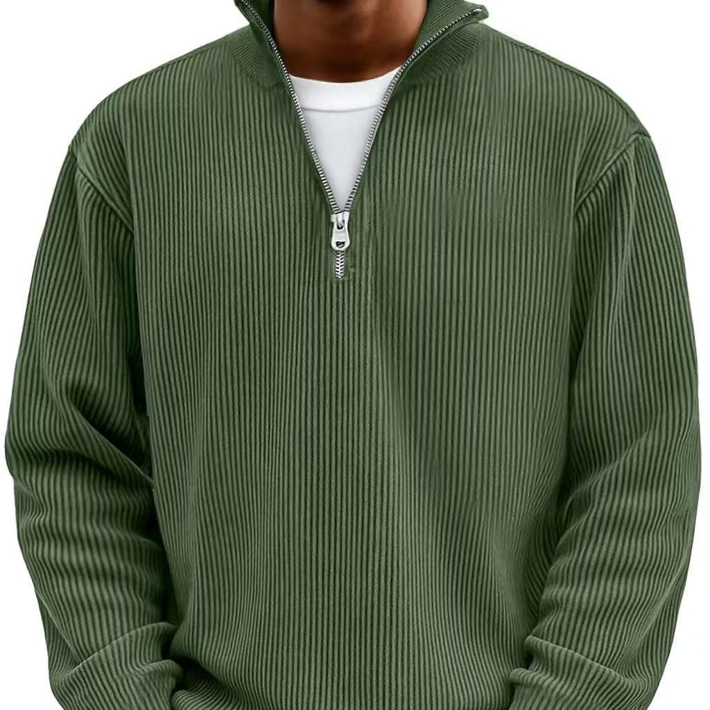 Men's Sweater | Ribbed Half-Zip Long Sleeve Pullover 12