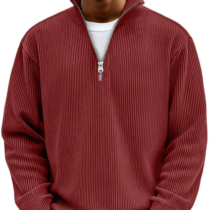 Men's Sweater | Ribbed Half-Zip Long Sleeve Pullover 14
