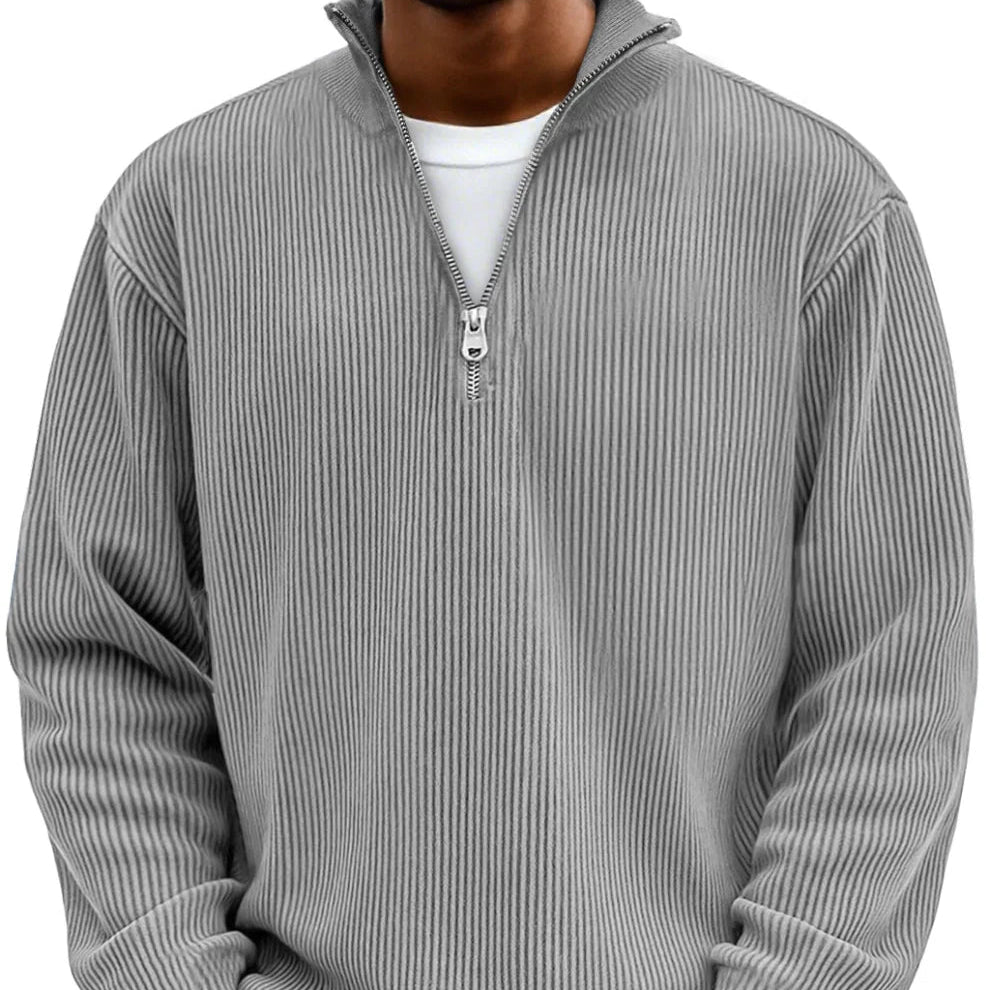 Men's Sweater | Ribbed Half-Zip Long Sleeve Pullover 6