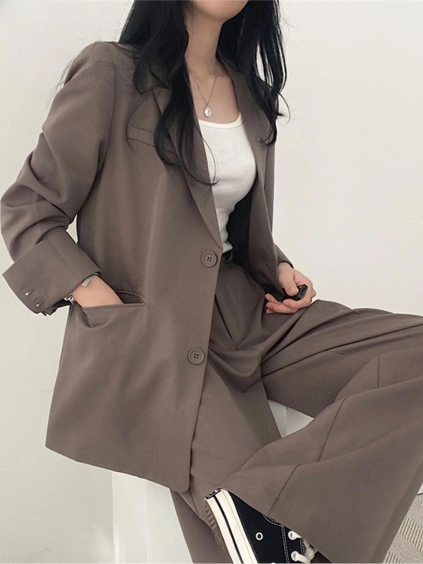 Two-Piece Blazer And Wide-Leg Trouser Set - Margie