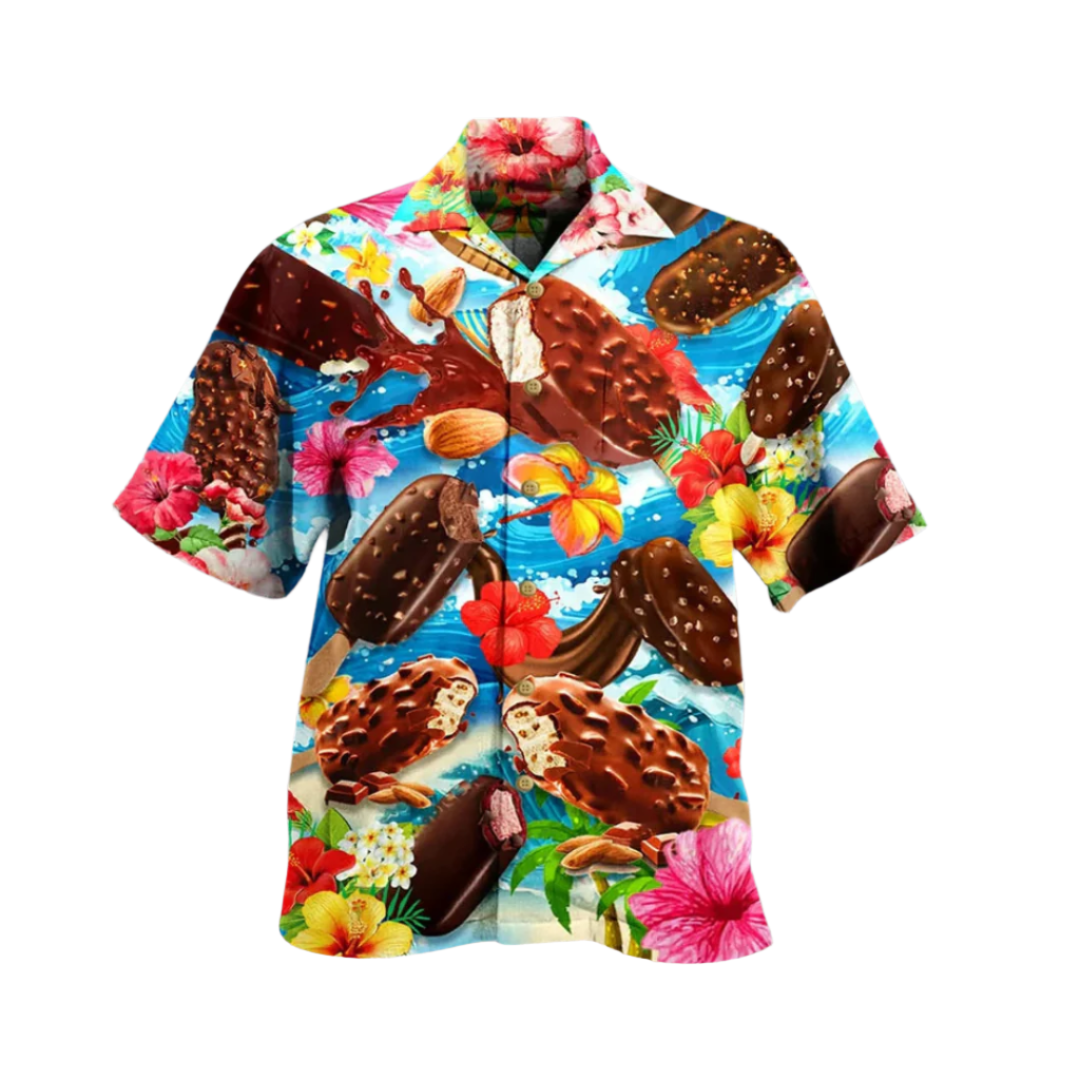 Summery men's shirt with ice-cream print – Luca