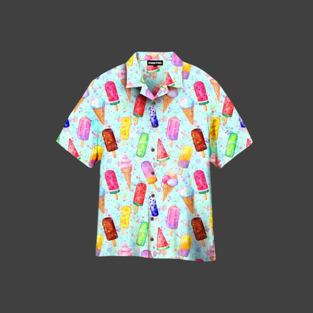 Summery men's shirt with ice-cream print – Luca