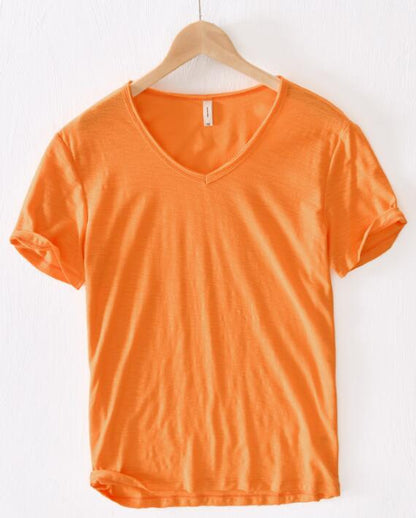 Men's V-Neck Linen Shirt – Luca