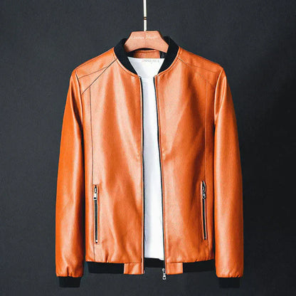 Stylish men's faux-leather jacket with autumnal precision detailing – Tarek