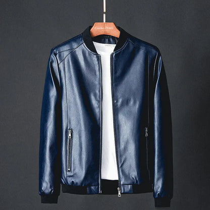 Stylish men's faux-leather jacket with autumnal precision detailing – Tarek