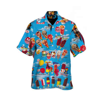 Summery men's shirt with ice-cream print – Luca