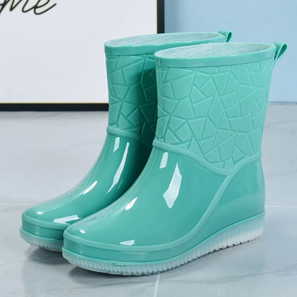 Ladies' half-height waterproof rain boots with pattern & non-slip sole – Marvella