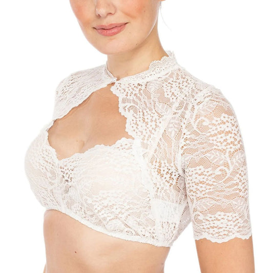Trendy dirndl blouse with lace & sweetheart neckline for women – Alina - Oktoberfest 2025