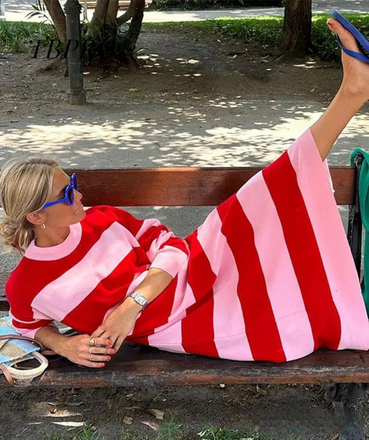 Lightweight striped autumn dress with a relaxed fit – Malou
