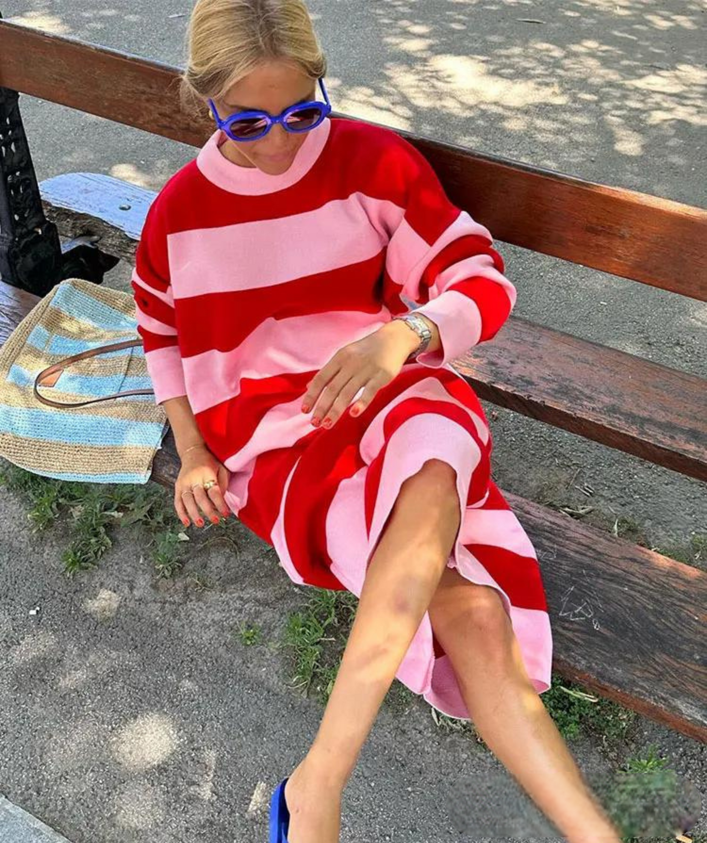 Lightweight striped autumn dress with a relaxed fit – Malou