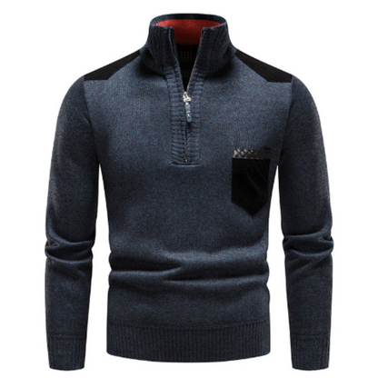 Men's pullover with edge zipper neck and long sleeves – Cedric