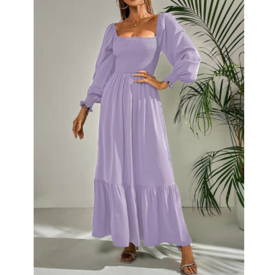 Transitional dress with Florentine neckline – Hermina