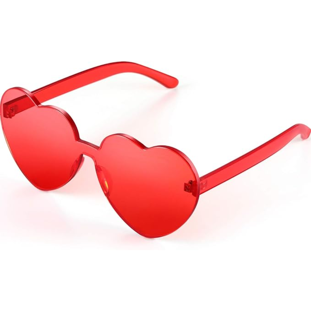 Trendy heart-shaped sunglasses without a frame in a transparent look - HeartBlitz