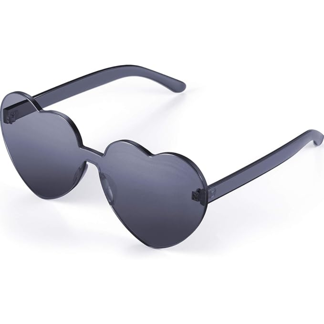 Trendy heart-shaped sunglasses without a frame in a transparent look - HeartBlitz