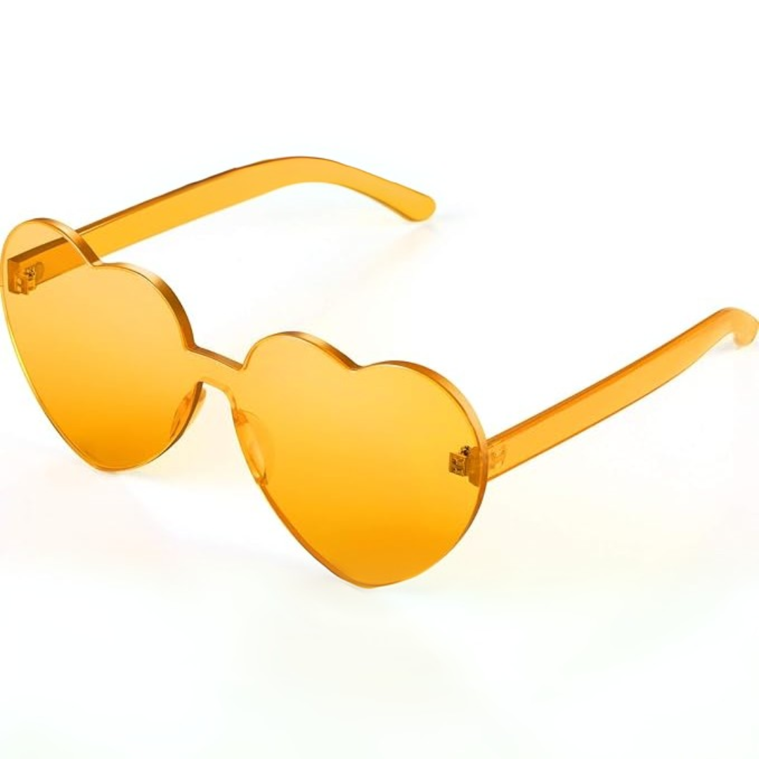 Trendy heart-shaped sunglasses without a frame in a transparent look - HeartBlitz