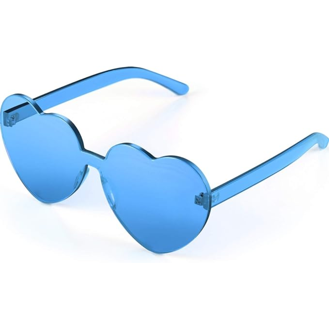Trendy heart-shaped sunglasses without a frame in a transparent look - HeartBlitz