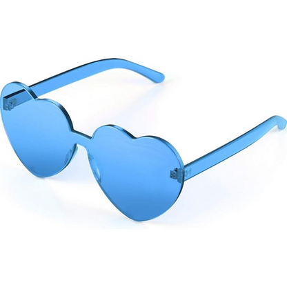 Trendy heart-shaped sunglasses without a frame in a transparent look - HeartBlitz