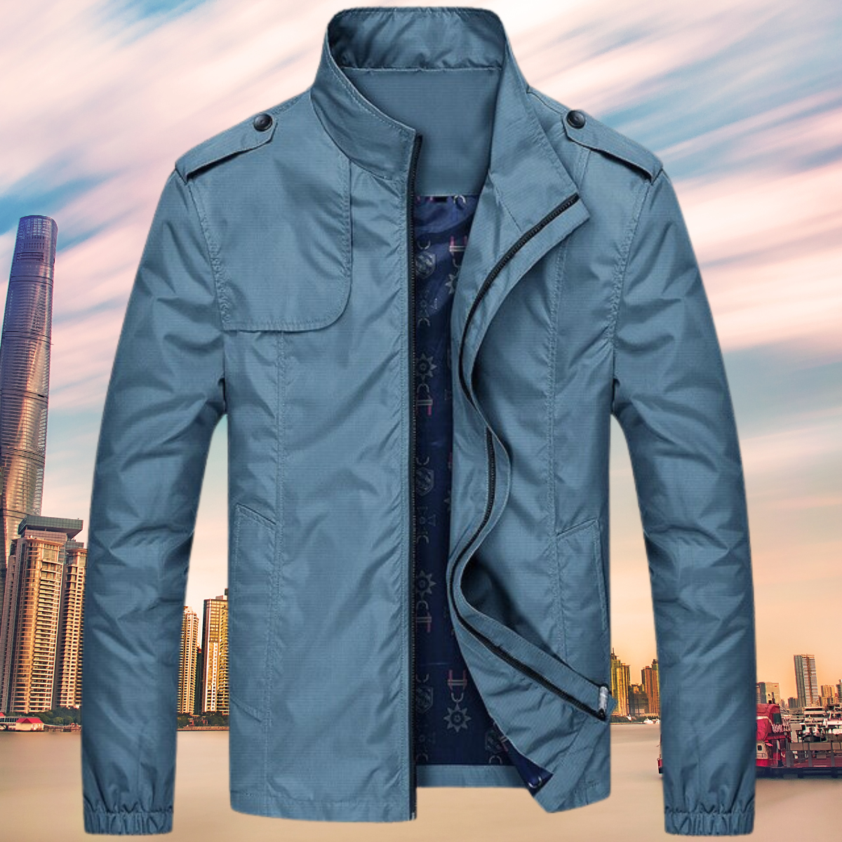 GENTI Oxford Mid-Coat | Modern Waterproof & Windproof Jacket for Men