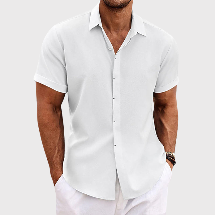 Short-sleeved cotton-linen shirt for men – Oscar