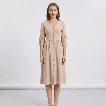 V-Neck Button-Down Summer Dress - Maxine