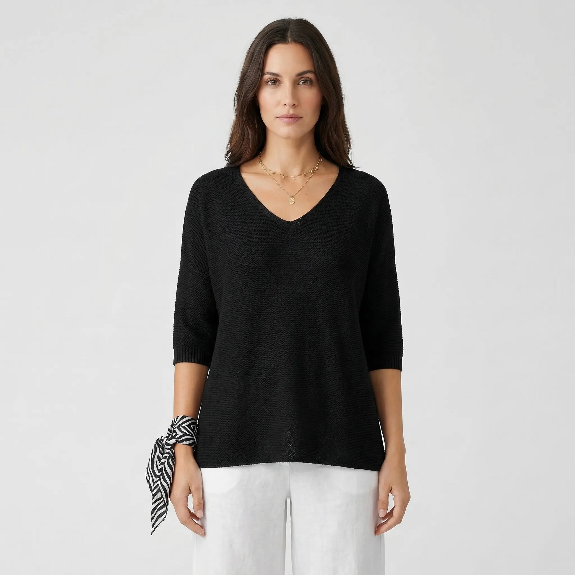 V-Neck Knit Top With Half Sleeves - Kristine