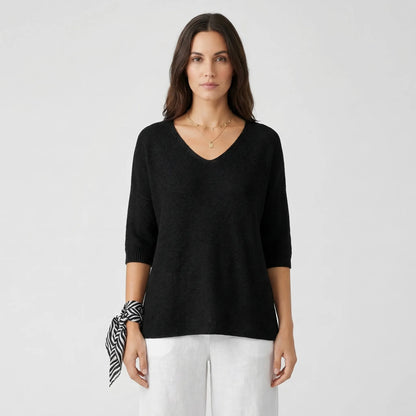 V-Neck Knit Top With Half Sleeves - Kristine