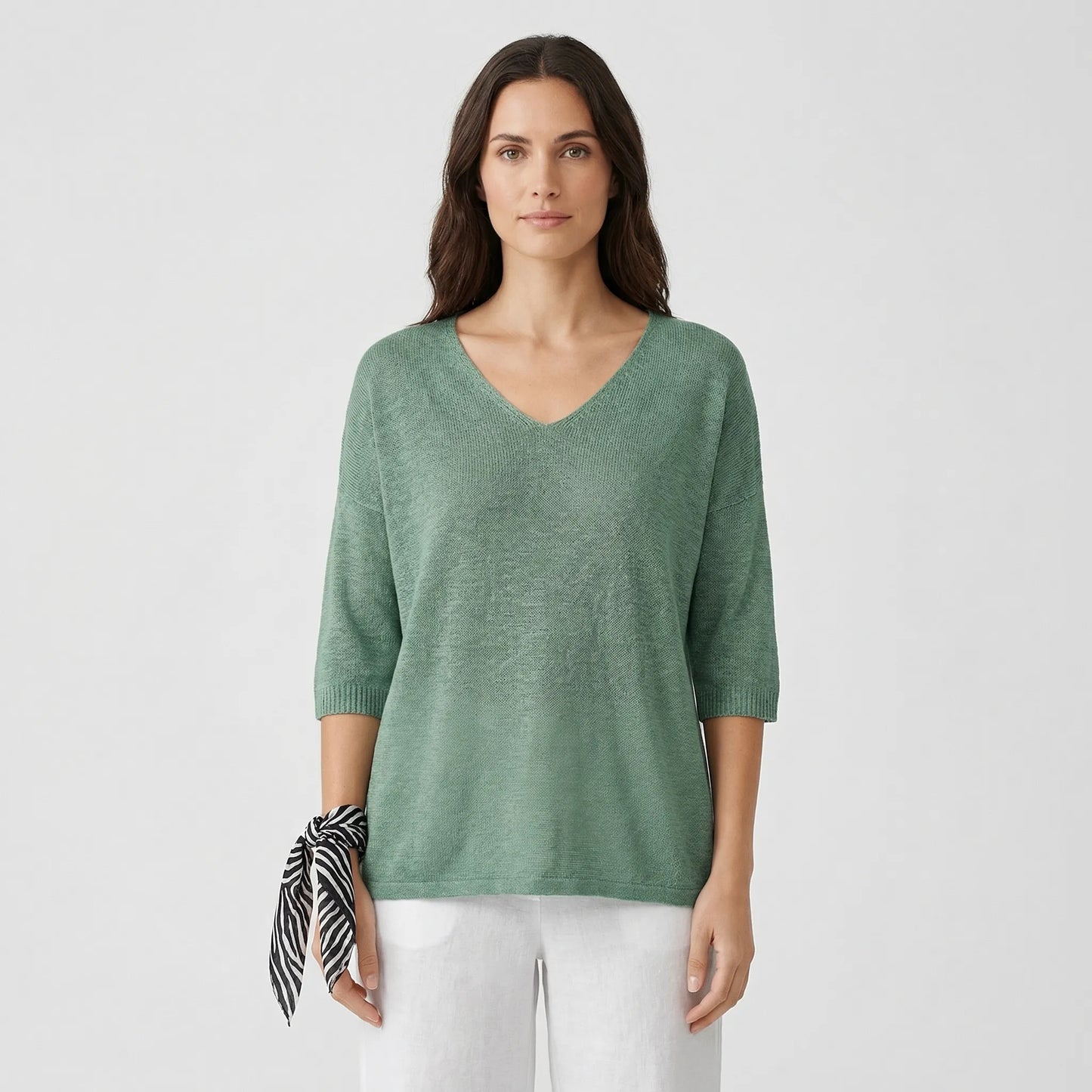 V-Neck Knit Top With Half Sleeves - Kristine