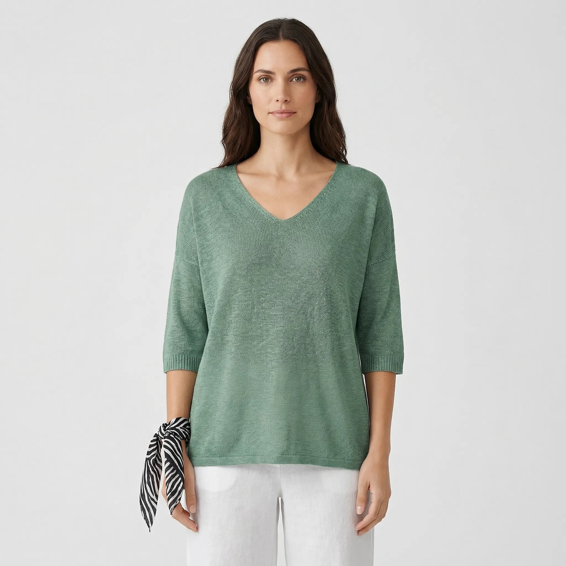 V-Neck Knit Top With Half Sleeves - Kristine