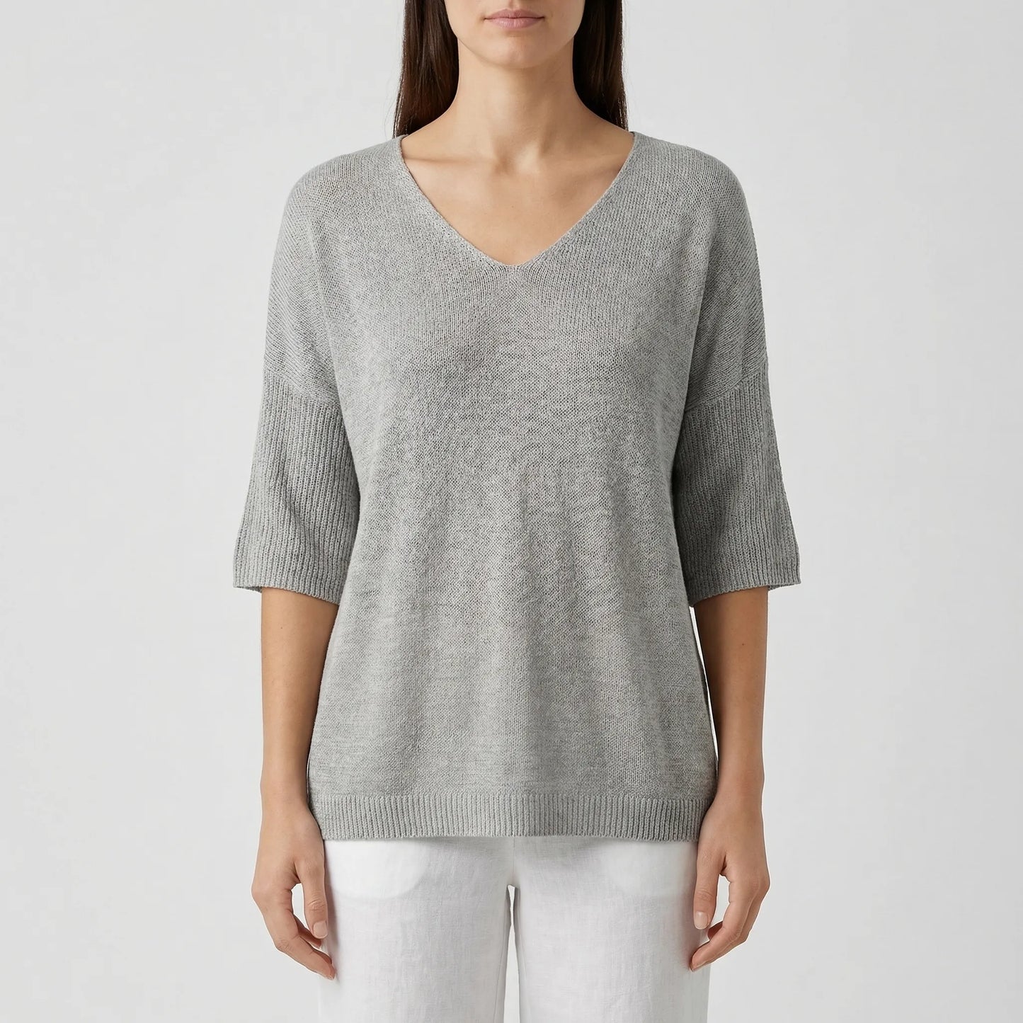 V-Neck Knit Top With Half Sleeves - Kristine