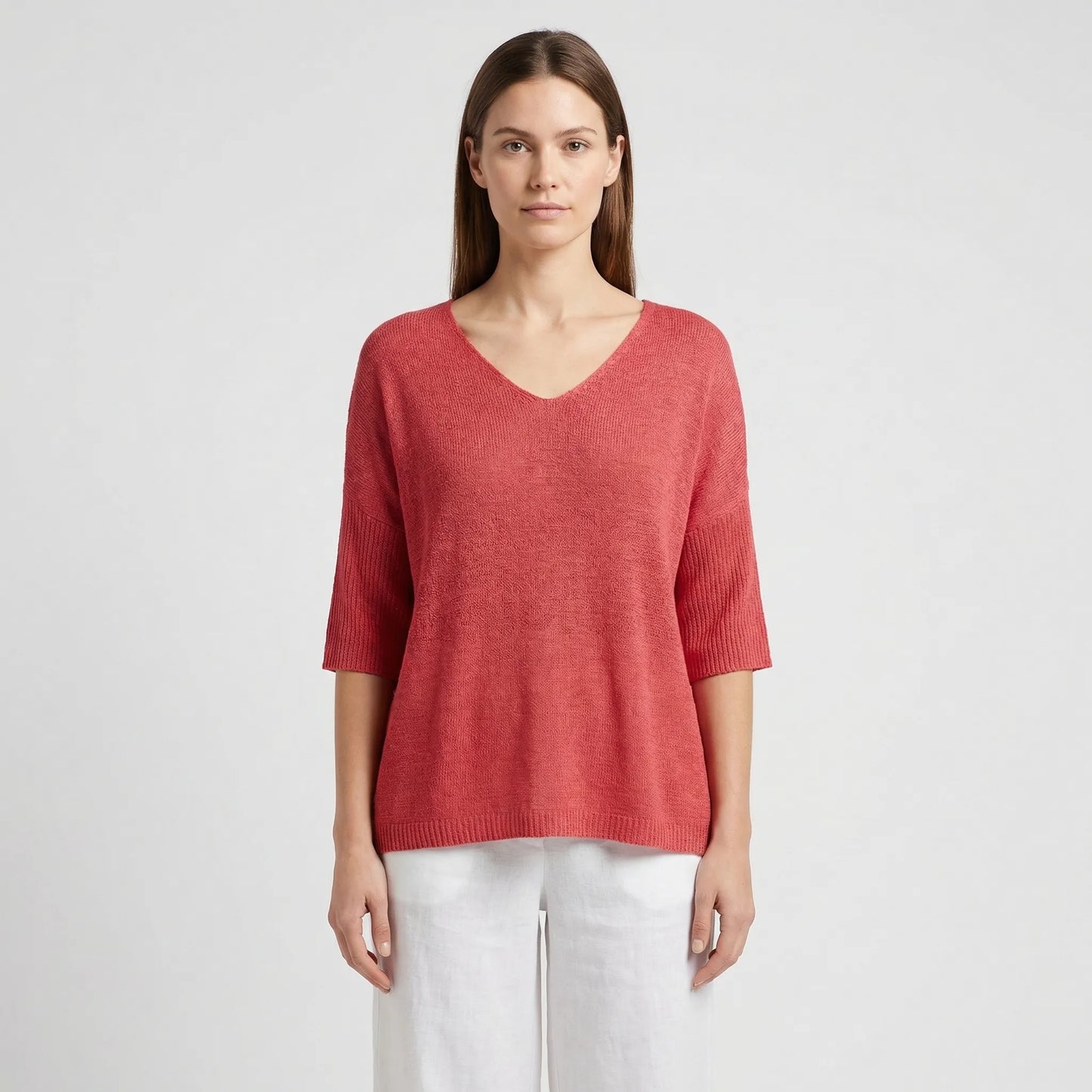 V-Neck Knit Top With Half Sleeves - Kristine