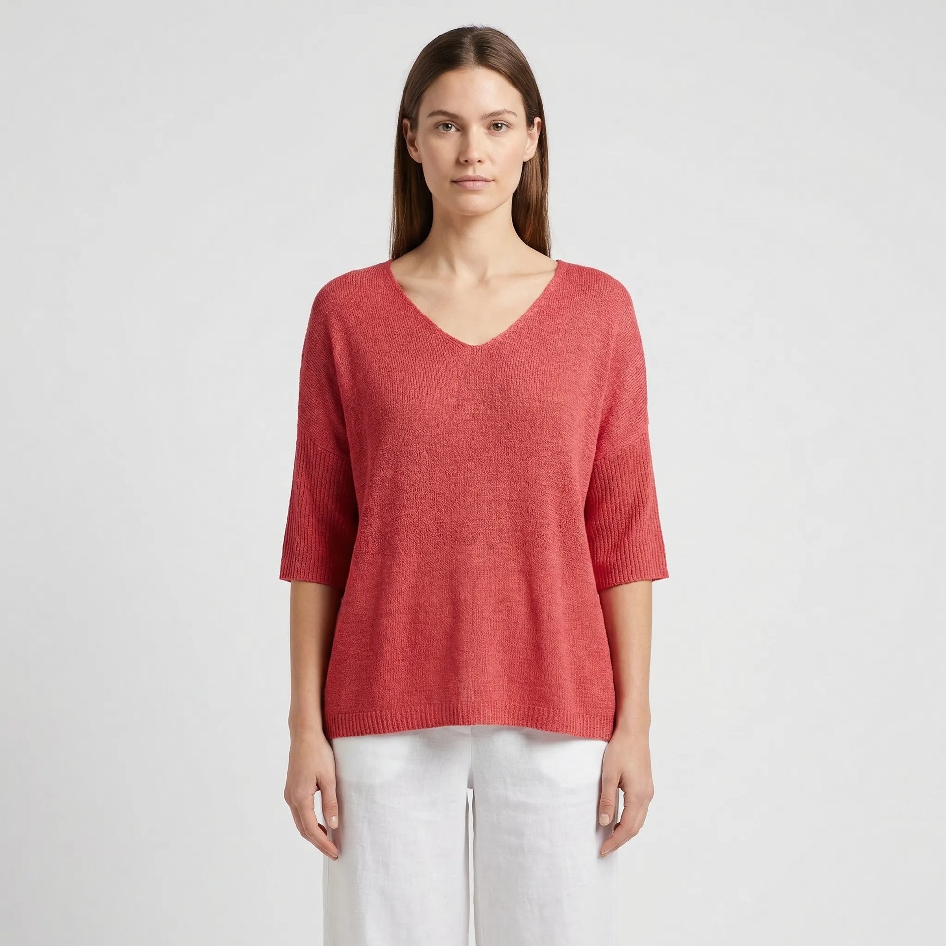 V-Neck Knit Top With Half Sleeves - Kristine