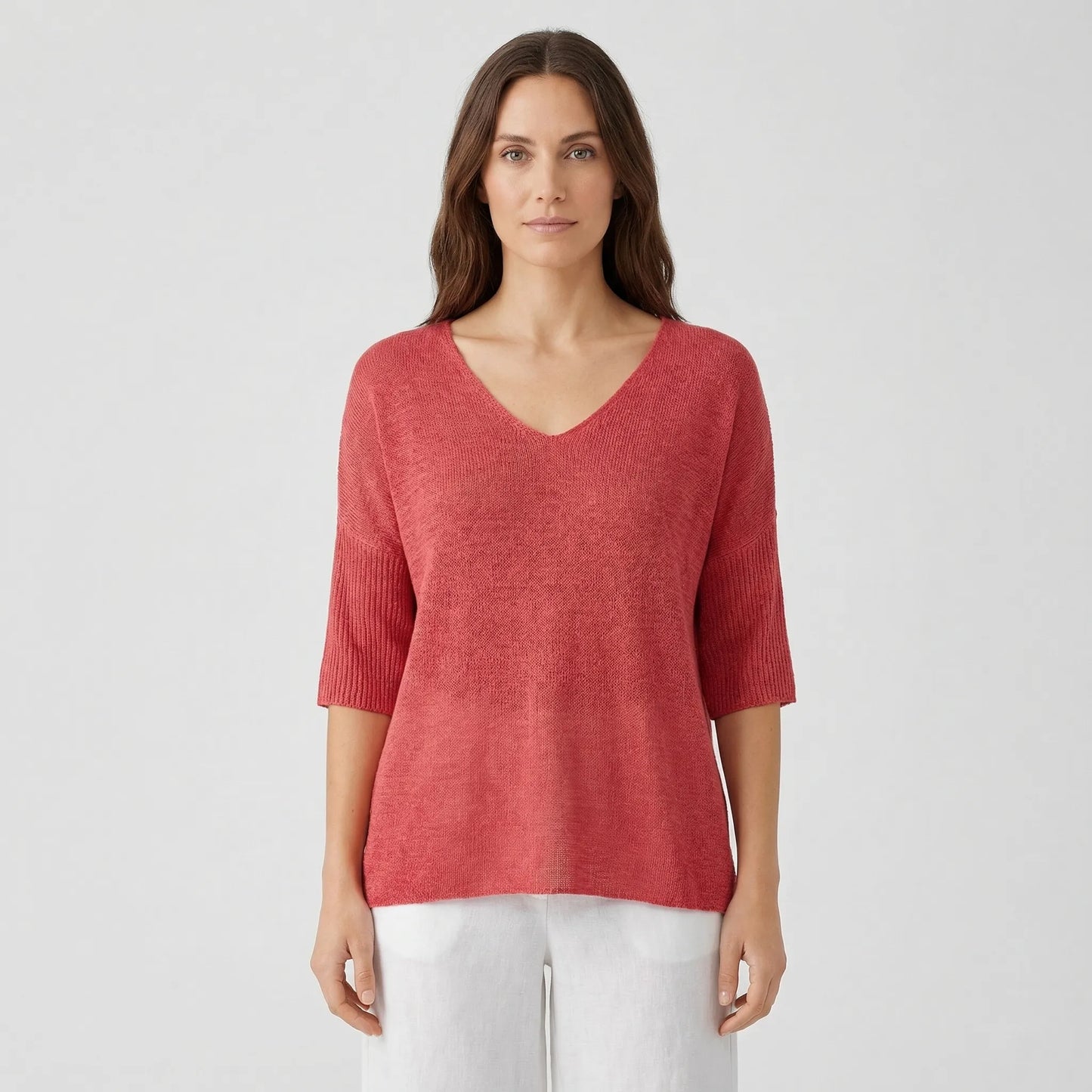 V-Neck Knit Top With Half Sleeves - Kristine