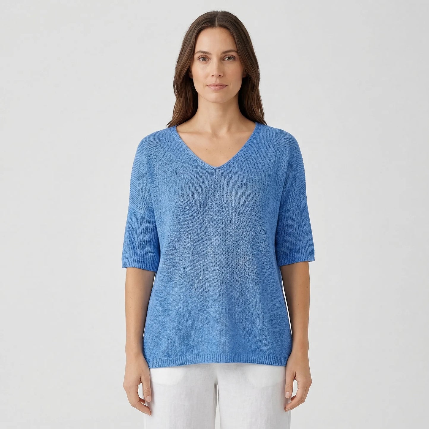 V-Neck Knit Top With Half Sleeves - Kristine