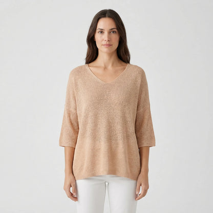 V-Neck Knit Top With Half Sleeves - Kristine