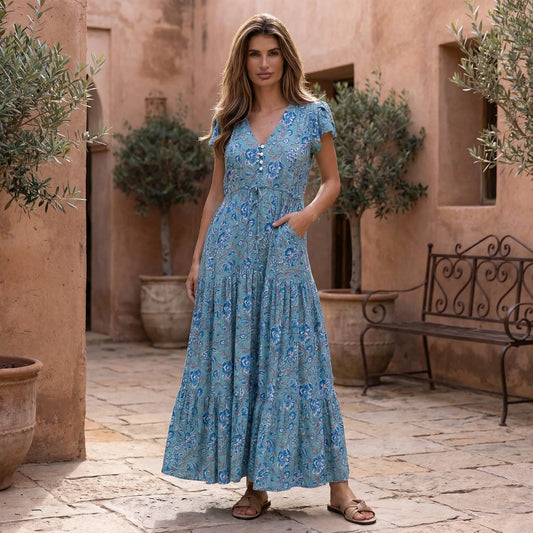 V-Neck Maxi Dress - Mandy