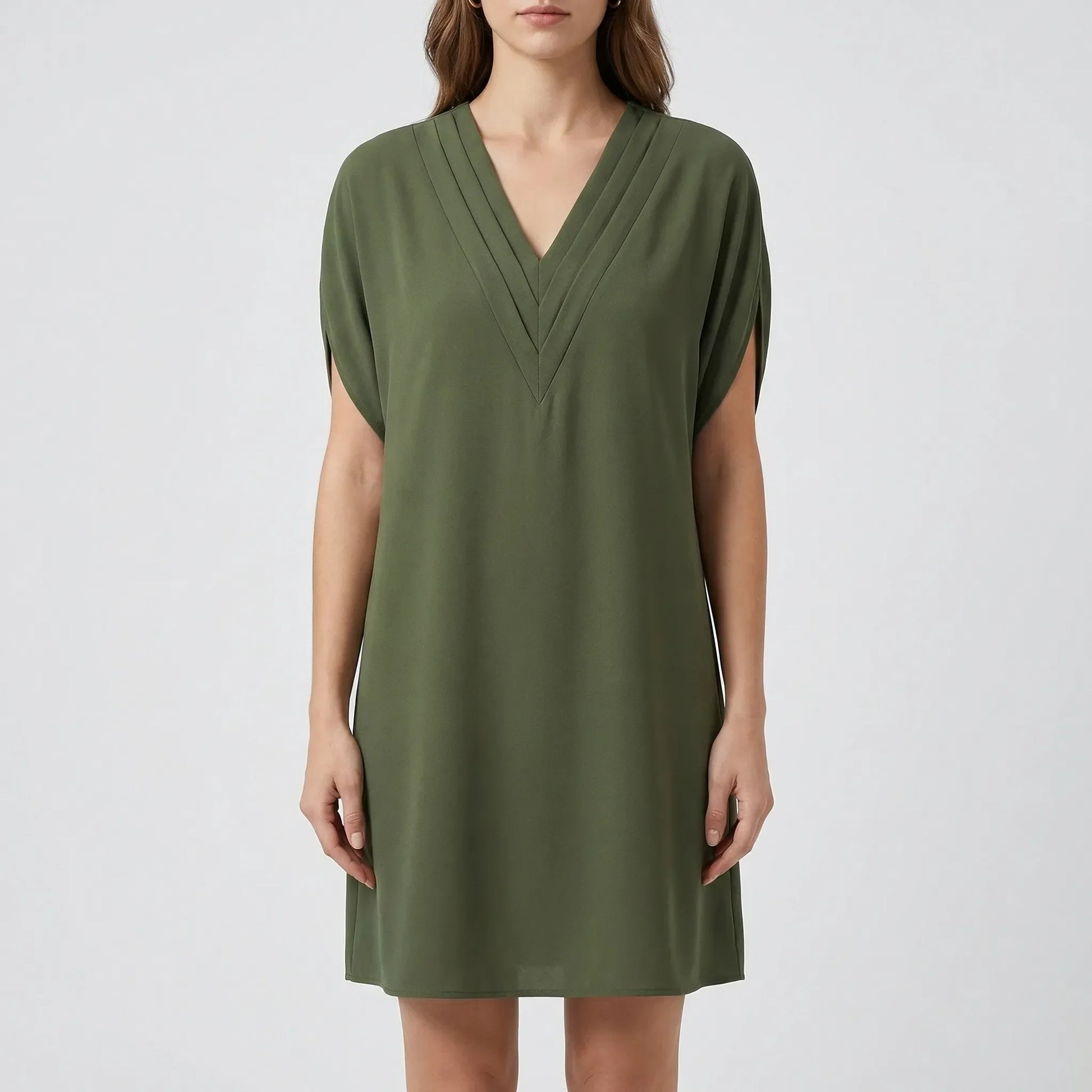 V-Neck Split-Sleeve Midi Dress - Diane