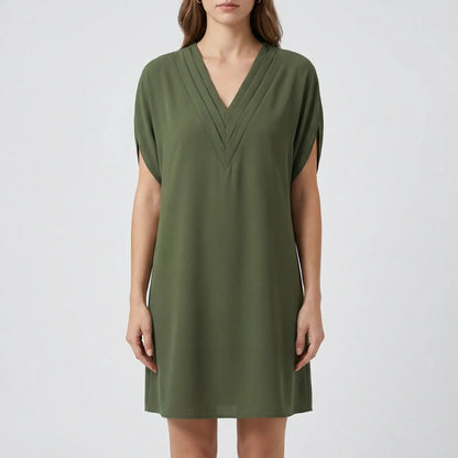 V-Neck Split-Sleeve Midi Dress - Diane