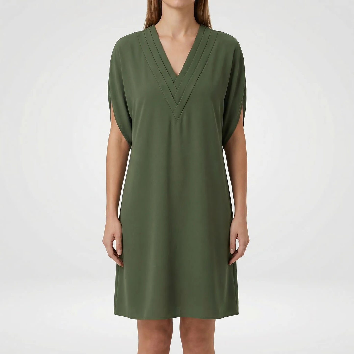 V-Neck Split-Sleeve Midi Dress - Diane
