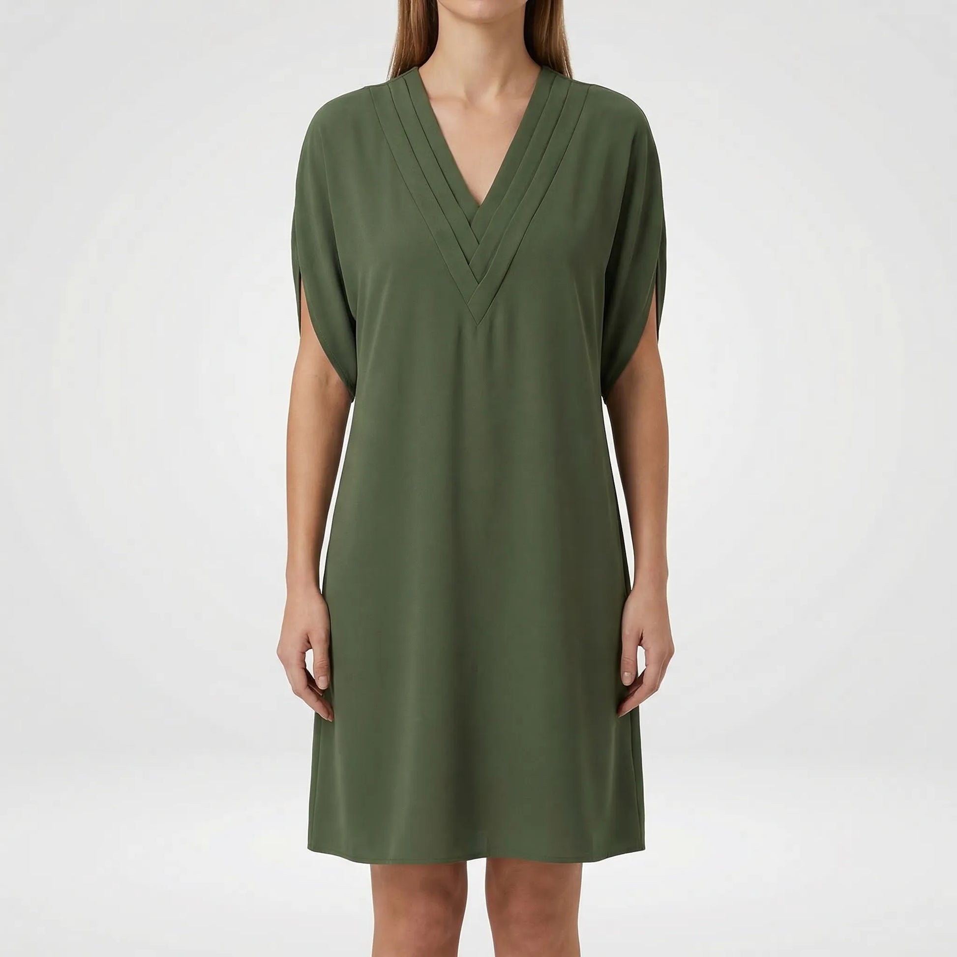 V-Neck Split-Sleeve Midi Dress - Diane