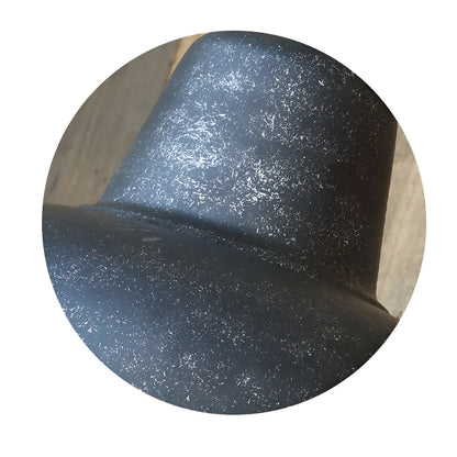 Close-up of the shade's speckled grey antique finish, showing the rolled rim where the dome meets the neck. 8