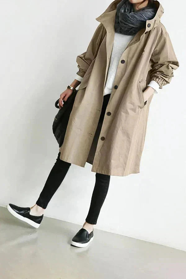 Oversized Waterproof Hooded Trench Coat 10