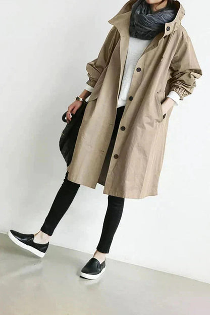Oversized Waterproof Hooded Trench Coat 10