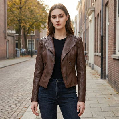 Vintage-Inspired Biker Jacket - Lily