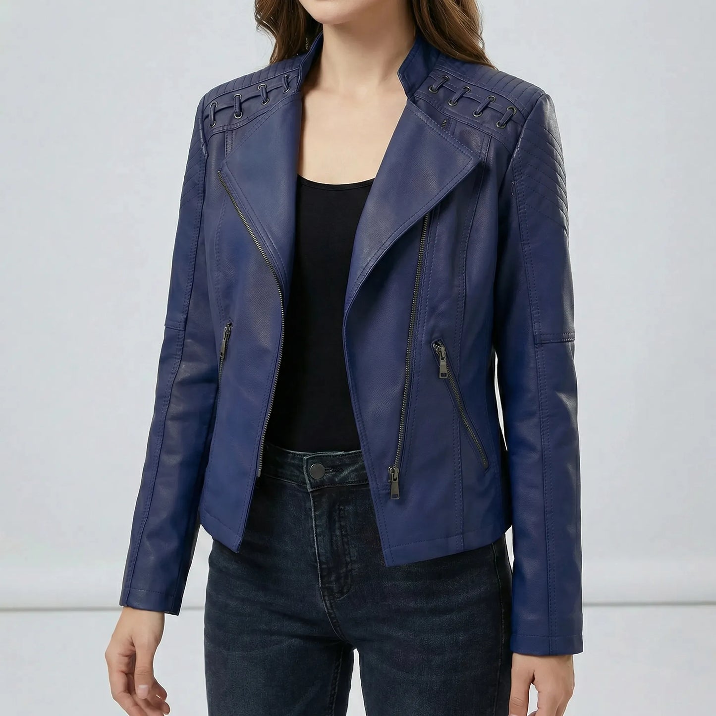 Vintage-Inspired Biker Jacket - Lily