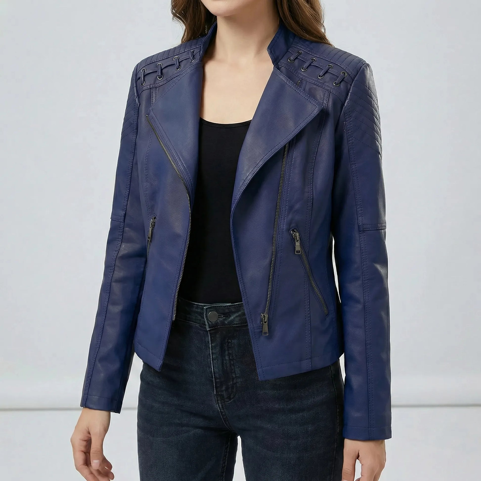Vintage-Inspired Biker Jacket - Lily
