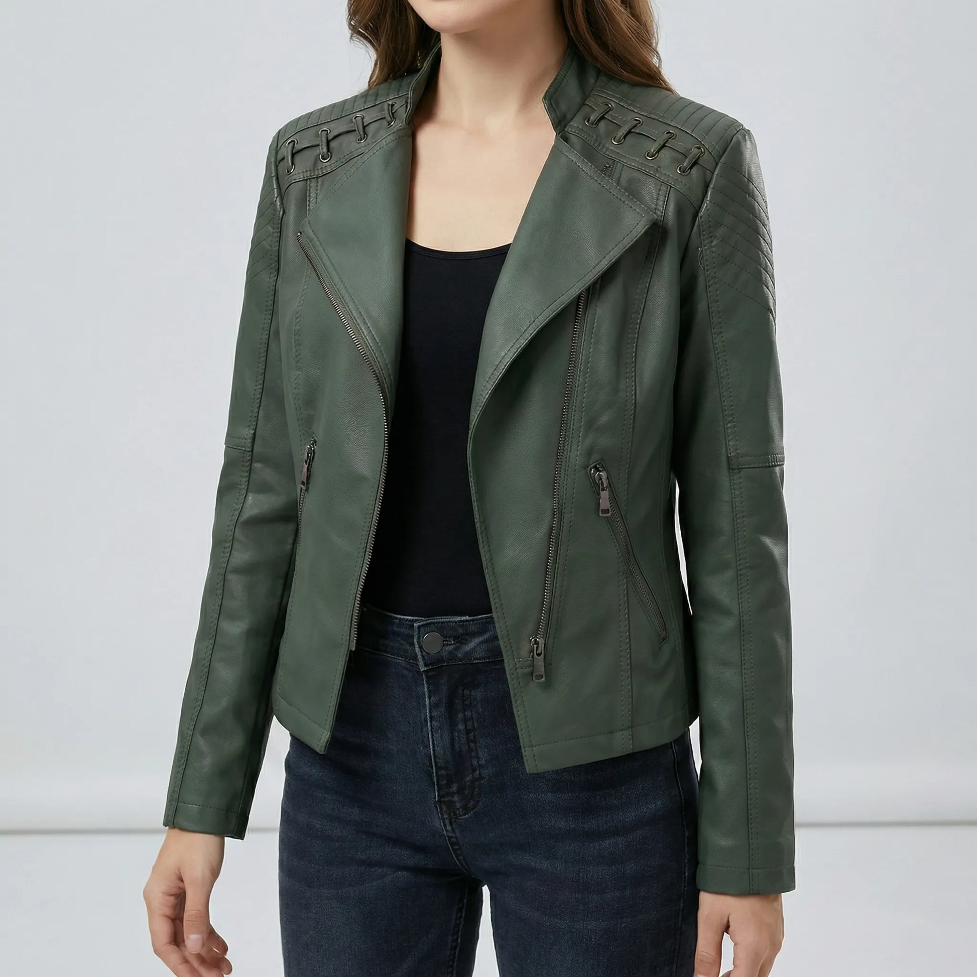 Vintage-Inspired Biker Jacket - Lily