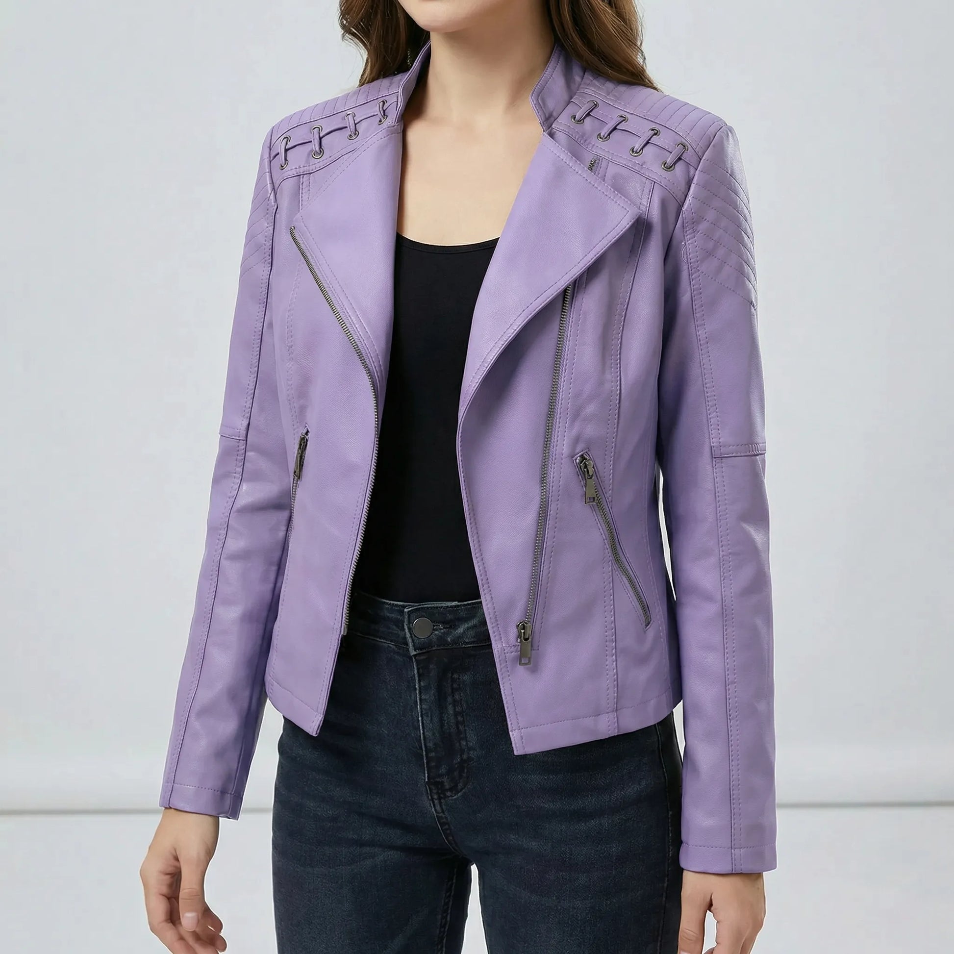 Vintage-Inspired Biker Jacket - Lily