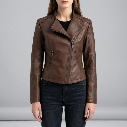 Vintage-Inspired Biker Jacket - Lily