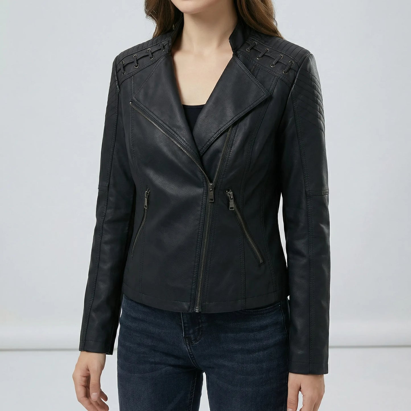 Vintage-Inspired Biker Jacket - Lily