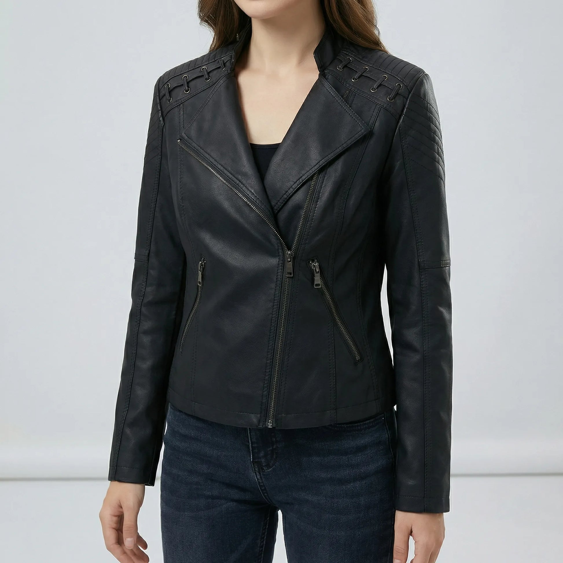 Vintage-Inspired Biker Jacket - Lily